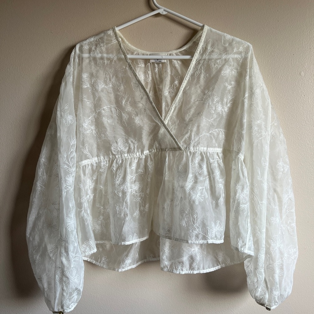 Wilfred Sheer White Floral Blouse